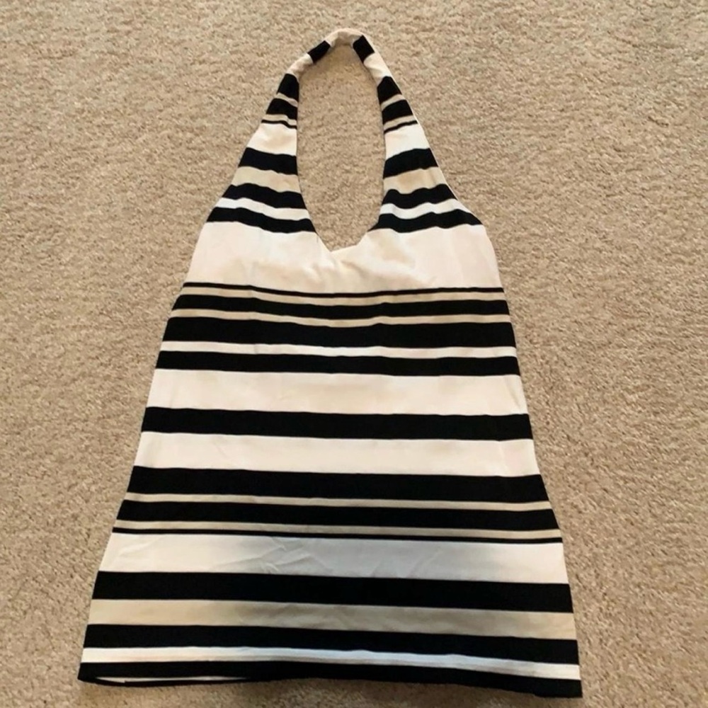Stylish Black and White Striped Women's Halter Top